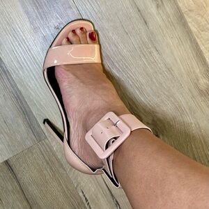 Saint Laurent Patent Leather Ankle Strap Heels Nude Pink Size 37 | YSL Stilettos